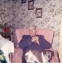 Old Mr Olinger with dog